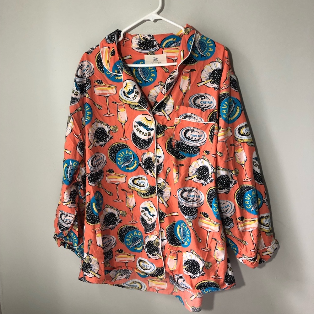 PrintFresh caviar champagne long sleeve pajama top and pants set womens 3X - Picture 2 of 12